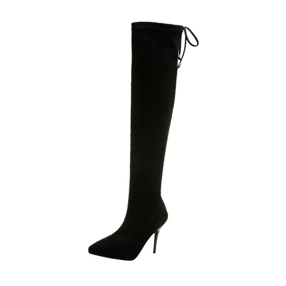 jsaierl Pointed Toe Stilettos High Heels Over The Knee Boots for Women Thigh High Suede Over-The-Knee Boot