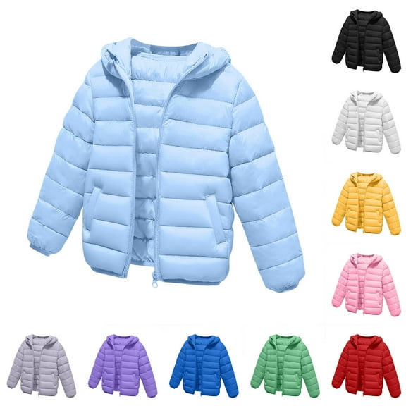 jsaierl Puffer Jackets for Boys Girls Winter Warm Padded Coats Zip up Down Jacket Thicken Warm Outerwear 4-14 Years