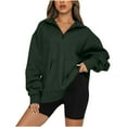 thumbnail image 1 of jsaierl Quarter Zip Sweatshirt for Women Lapel Solid Top Loose Pullover Oversized Sweatshirt Long Sleeve Cozy Shirt Blouse, 1 of 7
