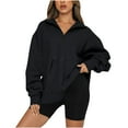 thumbnail image 1 of jsaierl Quarter Zip Sweatshirt for Women Lapel Solid Top Loose Pullover Oversized Sweatshirt Long Sleeve Cozy Shirt Blouse, 1 of 7