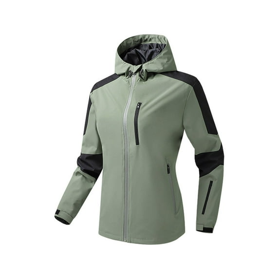 jsaierl Rain Coat Women Waterproof Hooded Utility Outdoor Hiking Windbreaker Fall Lightweight Jacket Full Zip Pocketed Trench Coat