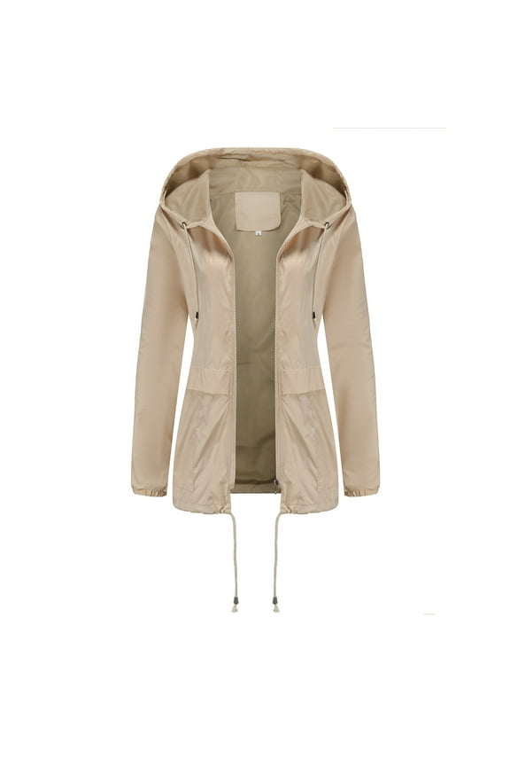 Rain Coat Women Waterproof with Hood Utility Outdoor Travel Windbreaker Fall Casual Jacket Full Zip Pocketed Trench Coat