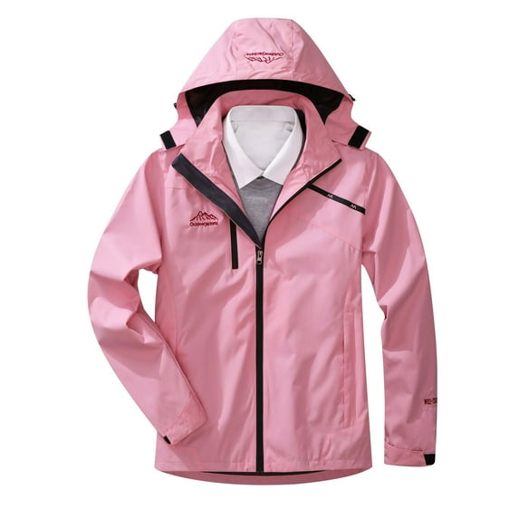 jsaierl Rain Jacket for Women Waterproof Hooded Utility Outdoor Hiking Windbreaker Fall Lightweight Jacket Long Sleeve Full Zip Trench Coat