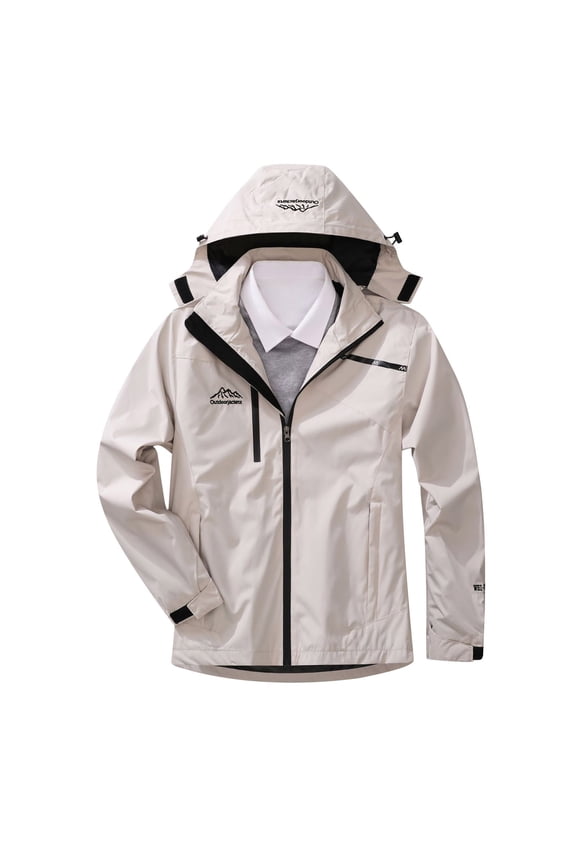 Rain Jacket for Women Waterproof Hooded Utility Outdoor Hiking Windbreaker Fall Lightweight Jacket Long Sleeve Full Zip Trench Coat