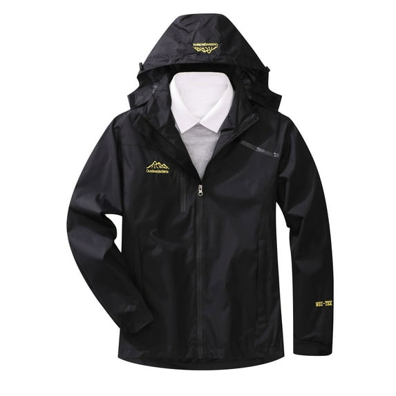 jsaierl Rain Jacket for Women Waterproof Hooded Utility Outdoor Hiking Windbreaker Fall Lightweight Jacket Long Sleeve Full Zip Trench Coat