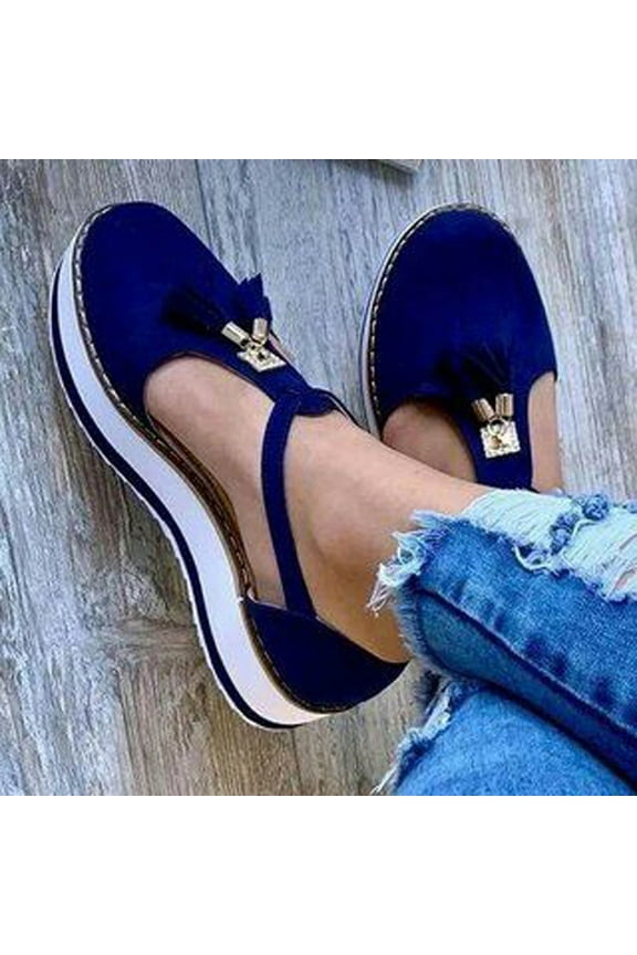 Sandals for Women Boho Tassel Straps Comfortable Platform Cutout Hollow Casual Summer Closed Toe Sandal