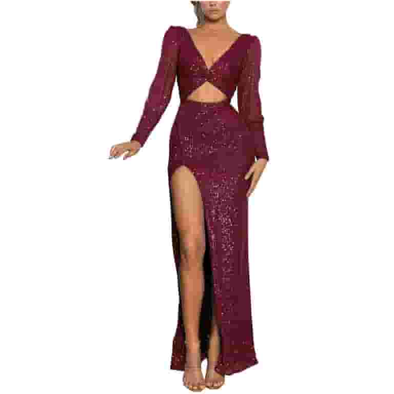 Deep V Sexy Sequined Stitching Bodycon Dress Deep V Sexy Sequined Stitching Bodycon Dress