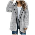 thumbnail image 1 of jsaierl Sherpa Jacket Women Open Front Hooded Fleece Jacket Outwear Solid Color Long Sleeve Fall Coat Hoodies, 1 of 7