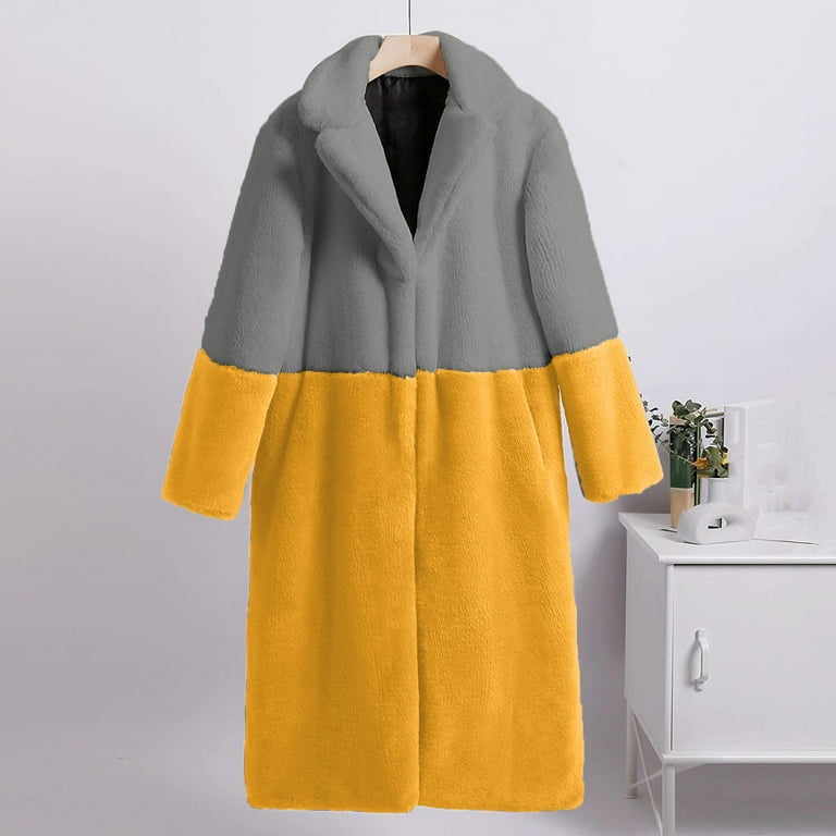 Colorblock faux shearling topcoat best sale