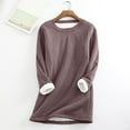 thumbnail image 1 of jsaierl Sherpa Lined Sweatshirts Women Fuzzy Round Neck Pullover Loungewear Long Sleeve Basic Tunic Top Winter Thermal Underwear Top, 1 of 7