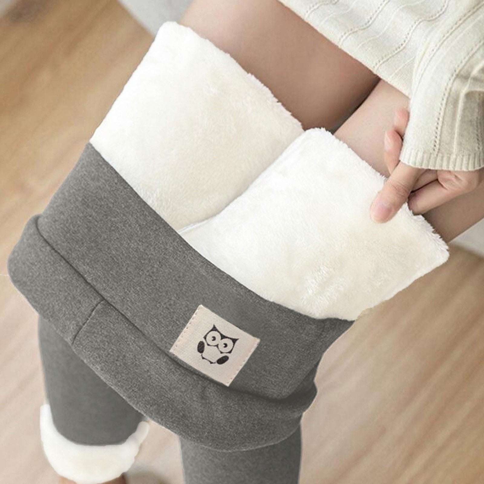 jsaierl Fleece Leggings Women Thermal Warm Thick Tights Cotton Tummy  Control Legging Stretch Slim Workout Leggings 