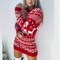 thumbnail image 1 of jsaierl Sweater Dress for Women Christmas Knit Long Sleeve Winter Dresses Holiday Ugly Print Crewneck Dress Fall Casual Dresses, 1 of 5