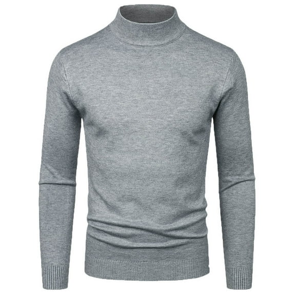 jsaierl Sweaters for Men Knit Mock Neck Solid Slim Top Shirt Long Sleeve Casual Warm Pullover Sweater