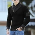 thumbnail image 1 of jsaierl Sweaters for Men Knit Shawl Neck Color Block Top Long Sleeve Slim Stretch Fall and Winter Pullover Sweater, 1 of 8