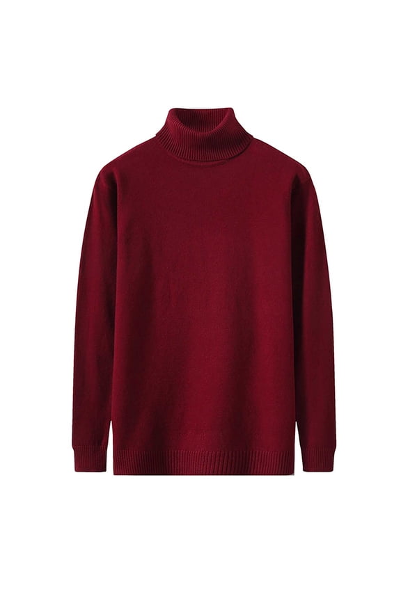Sweaters for Men Knit Turtle Neck Solid Loose Top Long Sleeve Classic Fall and Winter Pullover Sweater
