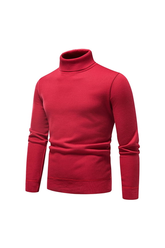 Sweaters for Men Knit Turtle Neck Solid Stretch Top Long Sleeve Casual Slim Fit Pullover Sweater