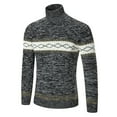 thumbnail image 1 of jsaierl Sweaters for Men Knit Turtle Neck Striped Print Top Long Sleeve Retro Fall and Winter Pullover Sweater, 1 of 7