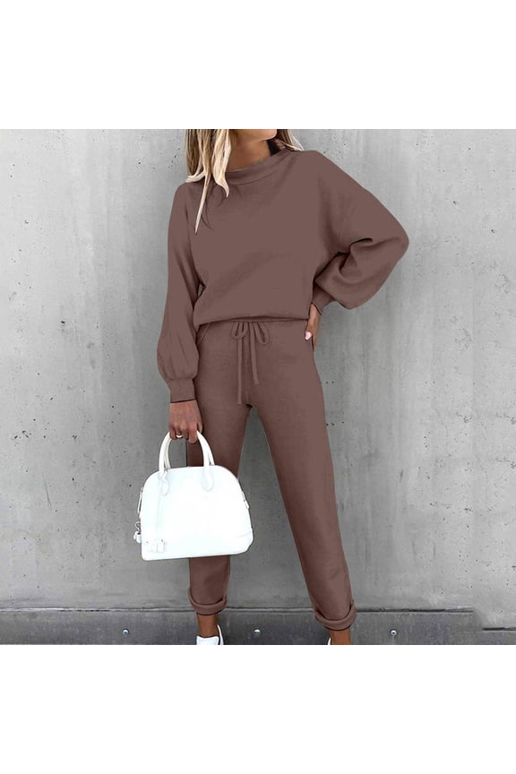 Sweatsuit Sets for Women 2 Piece Long Sleeve Sweatshirt Top and Jogger Pants Fall Activewear Lounge Sets Loose Fit Workout Sets Matching Tracksuit