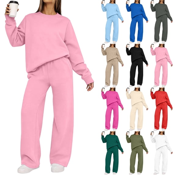 Jsaierl Women's 2 Piece Outfits Long Sleeve Pullover Sweatshirt Jogger Pants Sweatsuit Lounge Sets Fall Outfits for Women 2026