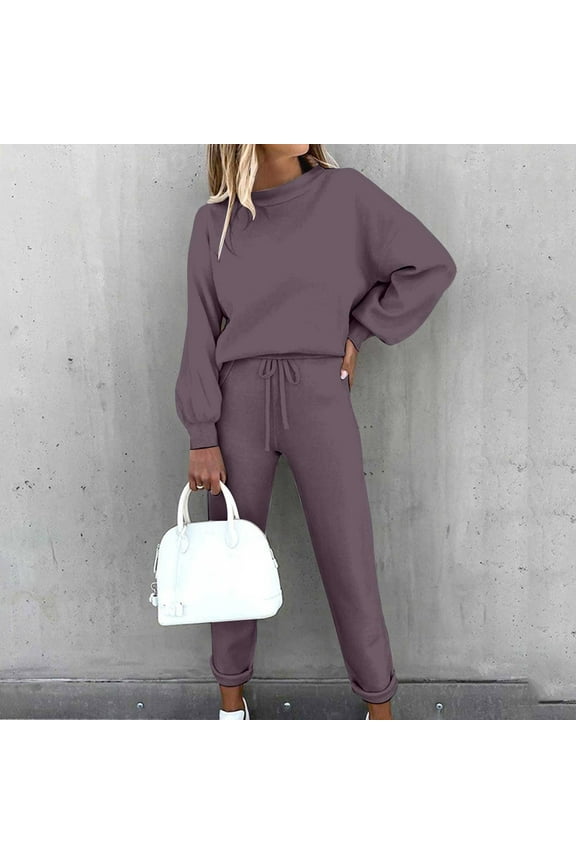 Sweatsuit Sets for Women 2 Piece Long Sleeve Sweatshirt Top and Jogger Pants Fall Activewear Lounge Sets Loose Fit Workout Sets Matching Tracksuit