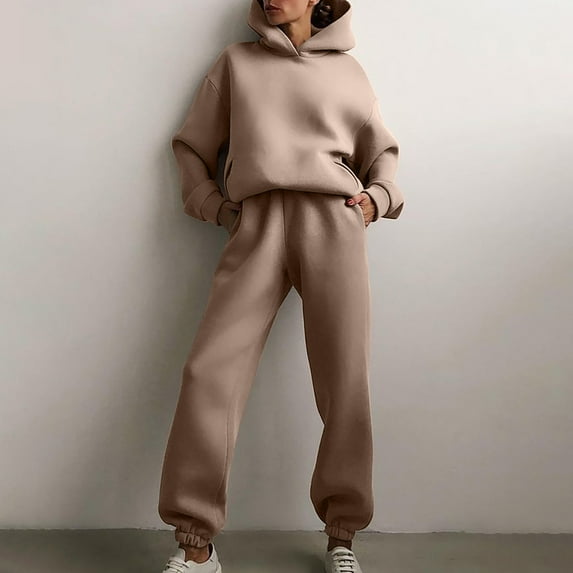 jsaierl Sweatsuits 2pcs Sets Womens Long Sleeve Sweatshirt Top and Jogger Pants Fall Casual Outfits Loose Fit Workout Sets Matching Sport Sets