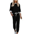 thumbnail image 1 of jsaierl Sweatsuits for Women Set 2 Piece Casual Crew Neck Sweatshirt and Drawtring Sweatpant Sets Color Block Tracksuit Lounge Outfit, 1 of 5