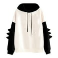 thumbnail image 1 of jsaierl Teen Girls Hooded Sweatshirt Womens Patchwork Long Sleeve Dinosaur Hoodies Kawaii Cartoon Pullover Sweater, 1 of 3