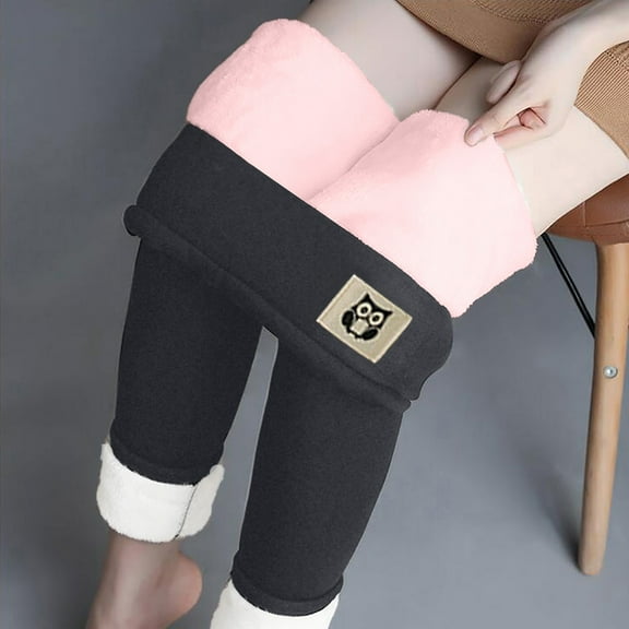 jsaierl Thermal Leggings for Women Cold Weather Fleece Lined Leggings Thicken High-Waisted Tights Fuzzy Plush Workout Yoga Pants