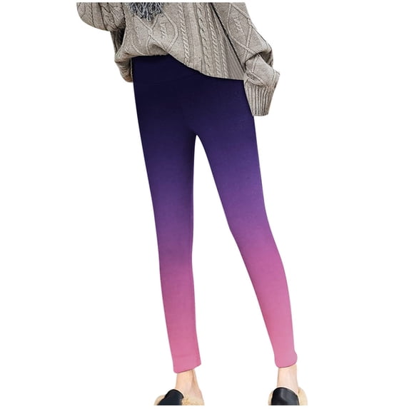 jsaierl Thick Fleece Lined Leggings for Women Winter High Waisted Leggings Warm Soft Gradient Seamless Yoga Leggings