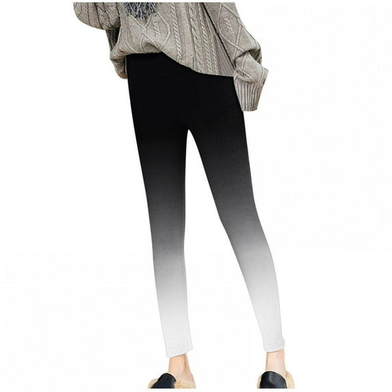 jsaierl Thick Fleece Lined Leggings for Women Winter High Waisted Leggings Warm Soft Gradient Seamless Yoga Leggings