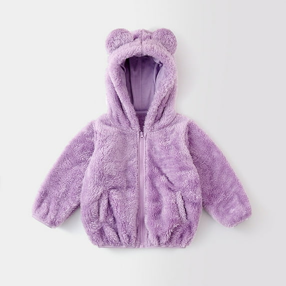 jsaierl Toddler Boys Girls Fleece Hoodies Baby Cute Bear Ear Snowsuit Winter Warm Plush Hoodie Coat Jacket