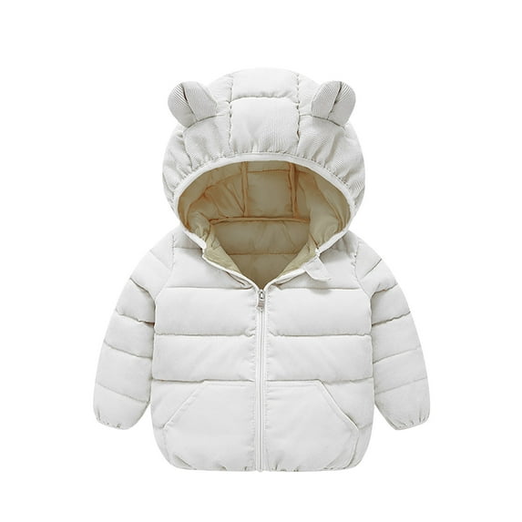 jsaierl Toddler Boys Girls Winter Down Coat Soft Cotton Padded Jacket Cute Bear Ears Thick Hooded Jacket Outwear 1T-5T