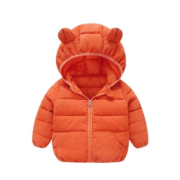 jsaierl Toddler Boys Girls Winter Down Coat Soft Cotton Padded Jacket Cute Bear Ears Thick Hooded Jacket Outwear 1T-5T