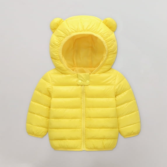 jsaierl Toddler Boys Girls Winter Jackets Cute Bear Ear Hood Cartoon Print Coat Fall Zip Up Thermal Jacket Thicken Outerwear Clothes Puffer Coat 12M-5T