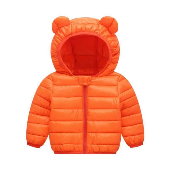 jsaierl Toddler Boys Girls Winter Jackets Cute Bear Ear Hood Cartoon Print Coat Fall Zip Up Thermal Jacket Windproof Outerwear Clothes Puffer Coat 12M-4T
