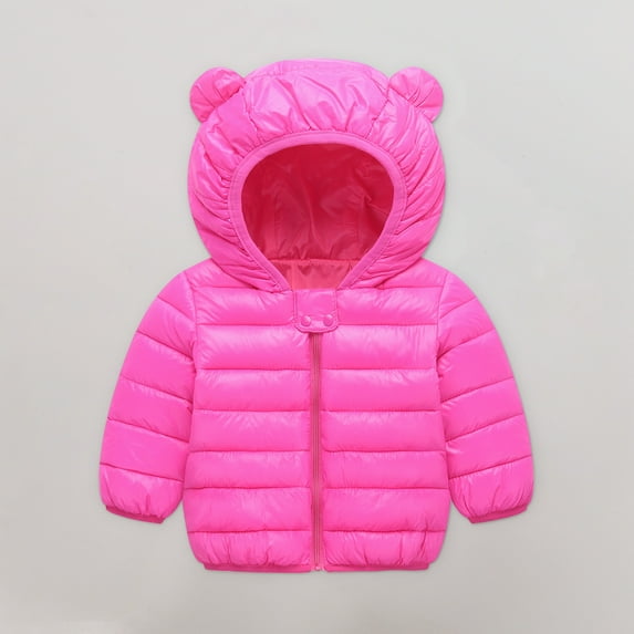 jsaierl Toddler Boys Girls Winter Jackets Cute Bear Ear Hooded Cartoon Graphic Coat Fall Zip Up Thermal Jacket Windproof Outerwear Clothes Puffer Jacket 12M-5T