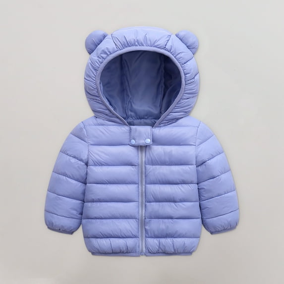 jsaierl Toddler Boys Girls Winter Jackets Cute Bear Ear Hooded Cartoon Graphic Coat Fall Zip Up Thermal Jacket Windproof Outerwear Clothes Puffer Jacket 12M-5T