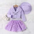 thumbnail image 1 of jsaierl Toddler Girl's 2 Piece Outfit Long Sleeve Double Button Blazer and Mesh Pleated Skirt Set with Hat 4T-7T, 1 of 6