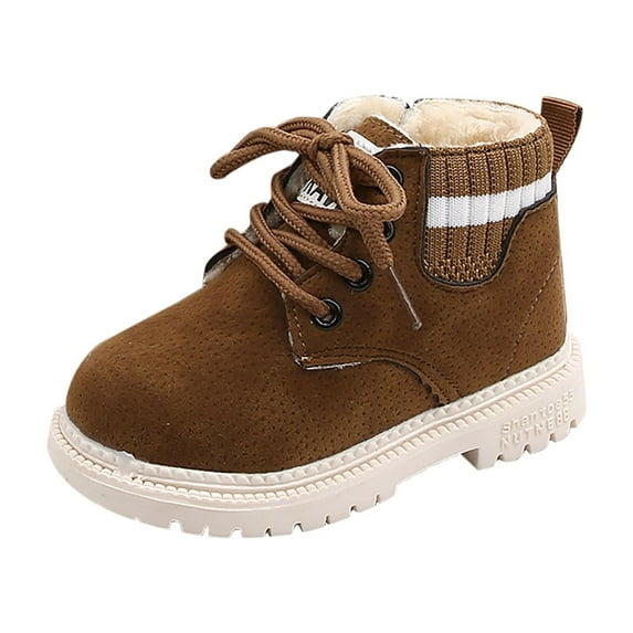 jsaierl Toddler Shoes Boys Girls British Style Knitted Elasticated Fashion Laceing Non Slip Thicken Keep Warm Comfortable Boots
