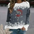 thumbnail image 1 of jsaierl Tops for Womens 2025 Christmas Cute Santa Hat Glass Shirts Printed Tshirts Long Sleeve Pullover Casual Sweatshirts, 1 of 4