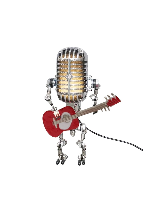 Vintage Microphone Robot Table Lamp Home Desktop Decoration