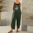 thumbnail image 1 of jsaierl Wide Leg Linen Jumpsuits for Women, Women Fashion Casual Printed Pocket Romper Long Playsuit Strap Button Jumpsuit, 1 of 6