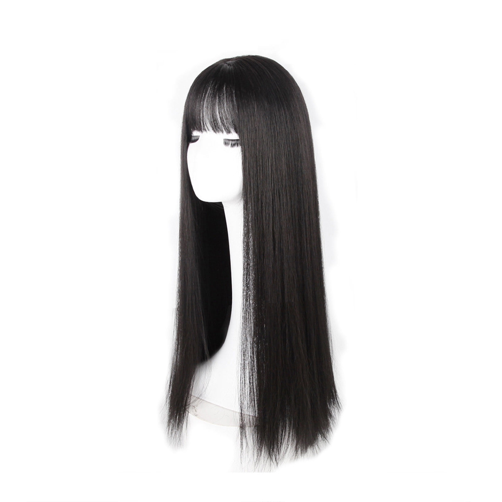 Wig Air Bangs Female Black Long Hair Soft Girl Realistic Fake Headgear, Size: One size, Gold