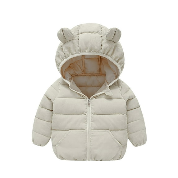 jsaierl Winter Down Coats for Kids Baby Boys Girls Light Puffer Padded Jacket Bear Ear Hoods Warm Coat Infant Outerwear 1T-5T