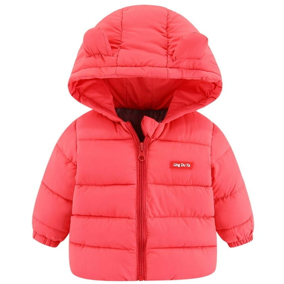jsaierl Winter Coats for Toddler Boy Girl Cute Bear Ear Hood Cartoon Print Coat Fall Warm Full Zip Jacket Thicken Outerwear Clothes Puffer Jacket 2T-8T