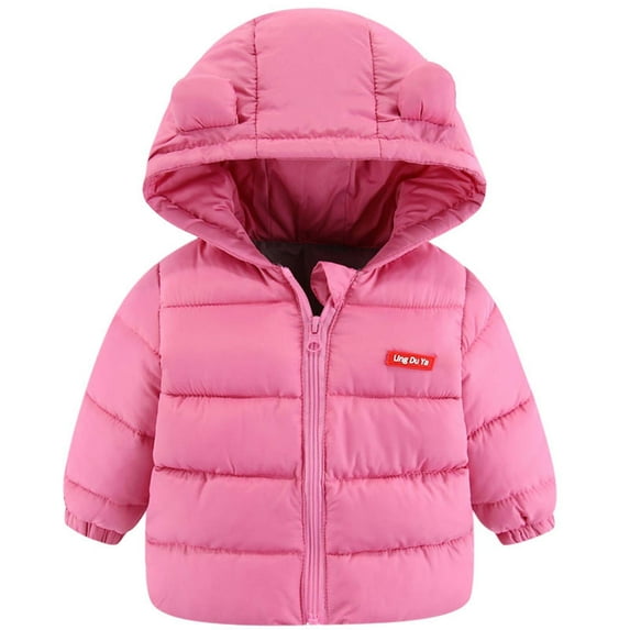 jsaierl Winter Coats for Toddler Boy Girl Cute Bear Ear Hood Cartoon Print Coat Fall Warm Full Zip Jacket Thicken Outerwear Clothes Puffer Jacket 2T-8T