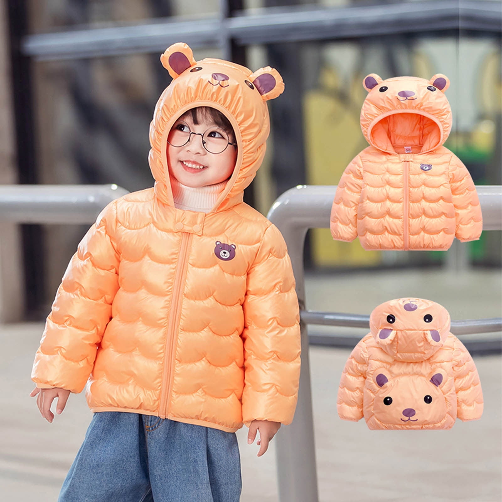 jsaierl Winter Coats for Toddler Boy Girl Cute Bear Ear Hooded Cartoon