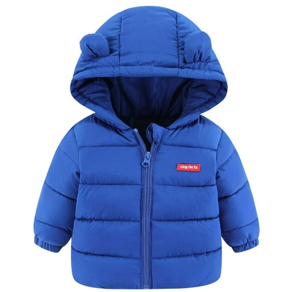 jsaierl Winter Coats Toddler Boys Girls Cute Bear Ear Hood Cartoon Print Coat Fall Zip Up Thermal Jacket Thicken Outerwear Clothes Puffer Coat 2T-8T