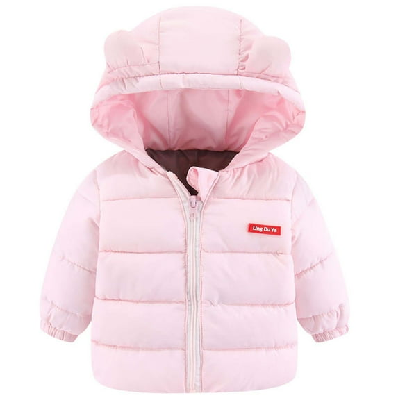 jsaierl Winter Coats Toddler Boys Girls Cute Bear Ear Hood Cartoon Print Coat Fall Zip Up Thermal Jacket Thicken Outerwear Clothes Puffer Coat 2T-8T