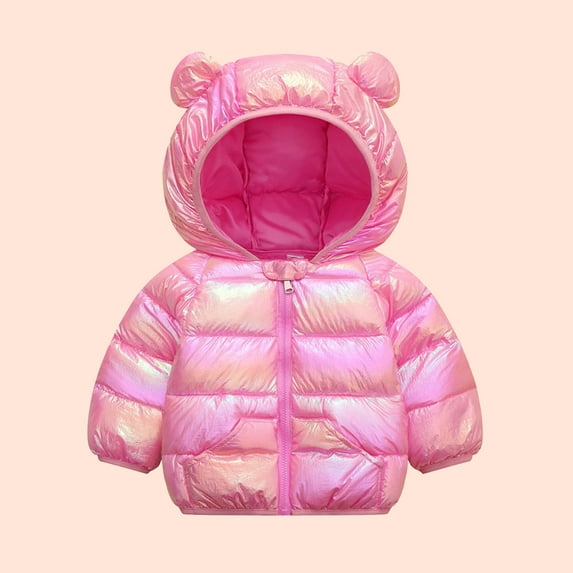 jsaierl Winter Coats Toddler Boys Girls Cute Bear Ear Hooded Cartoon Graphic Coat Fall Zip Up Thermal Jacket Windproof Outerwear Clothes Puffer Coat 12M-5T